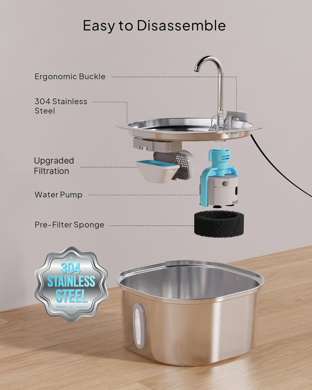 PEKTACO dishwasher-safe parts simplify cleaning after everyday use.