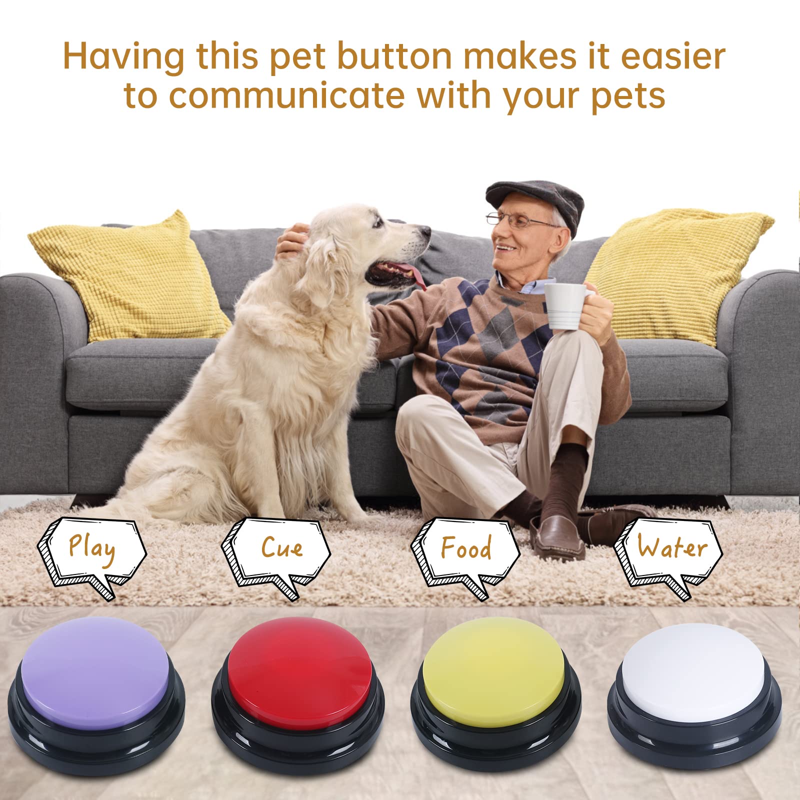 PELTEFLU voice recording button used with pets to help with simple training prompts