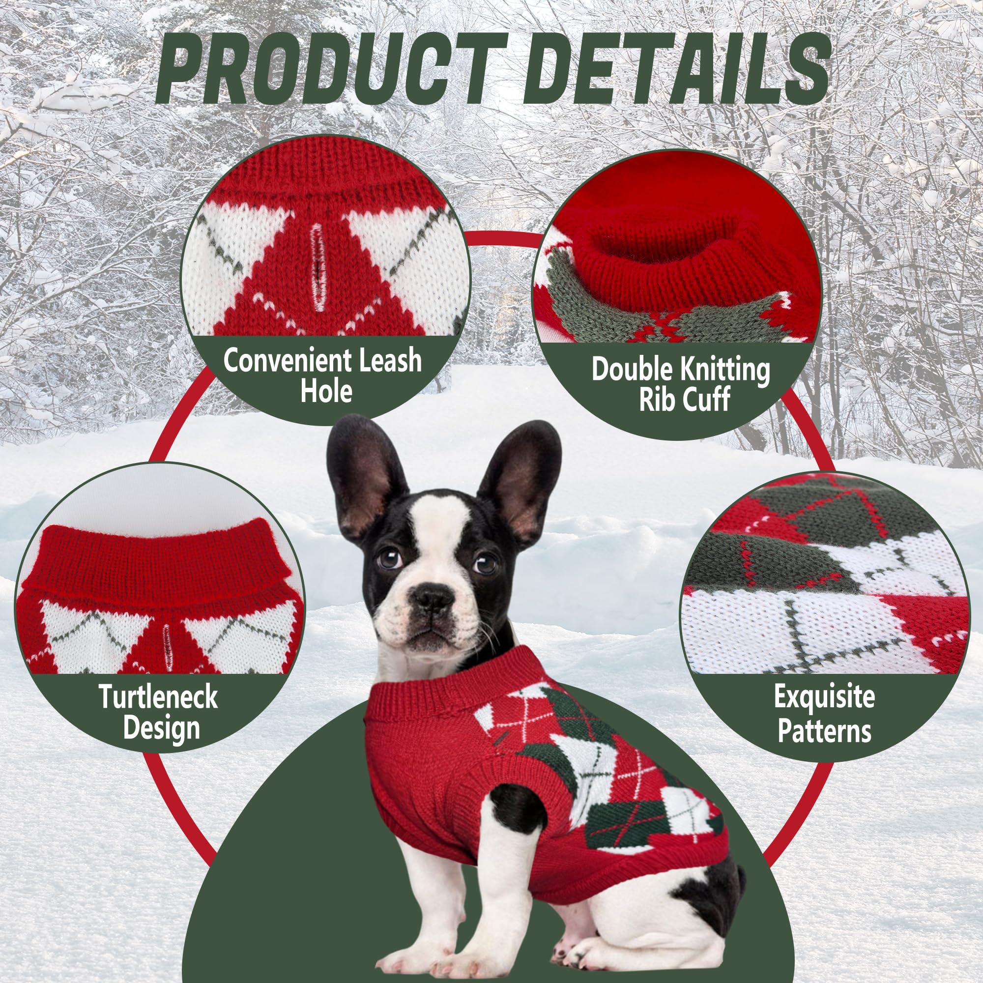 PELUKOA dog sweater leash-hole feature for easy outdoor walks