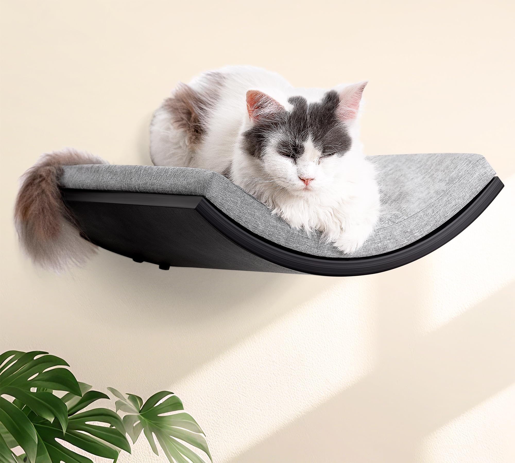 PELUMOZ Cat Wall Shelf curved hammock for a cozy vertical retreat.