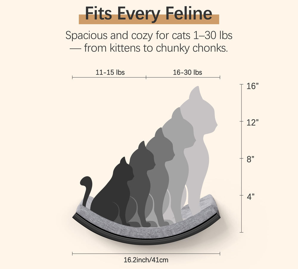 PELUMOZ Cat Wall Shelf hand-sanded edges keep paws safe during climbs.