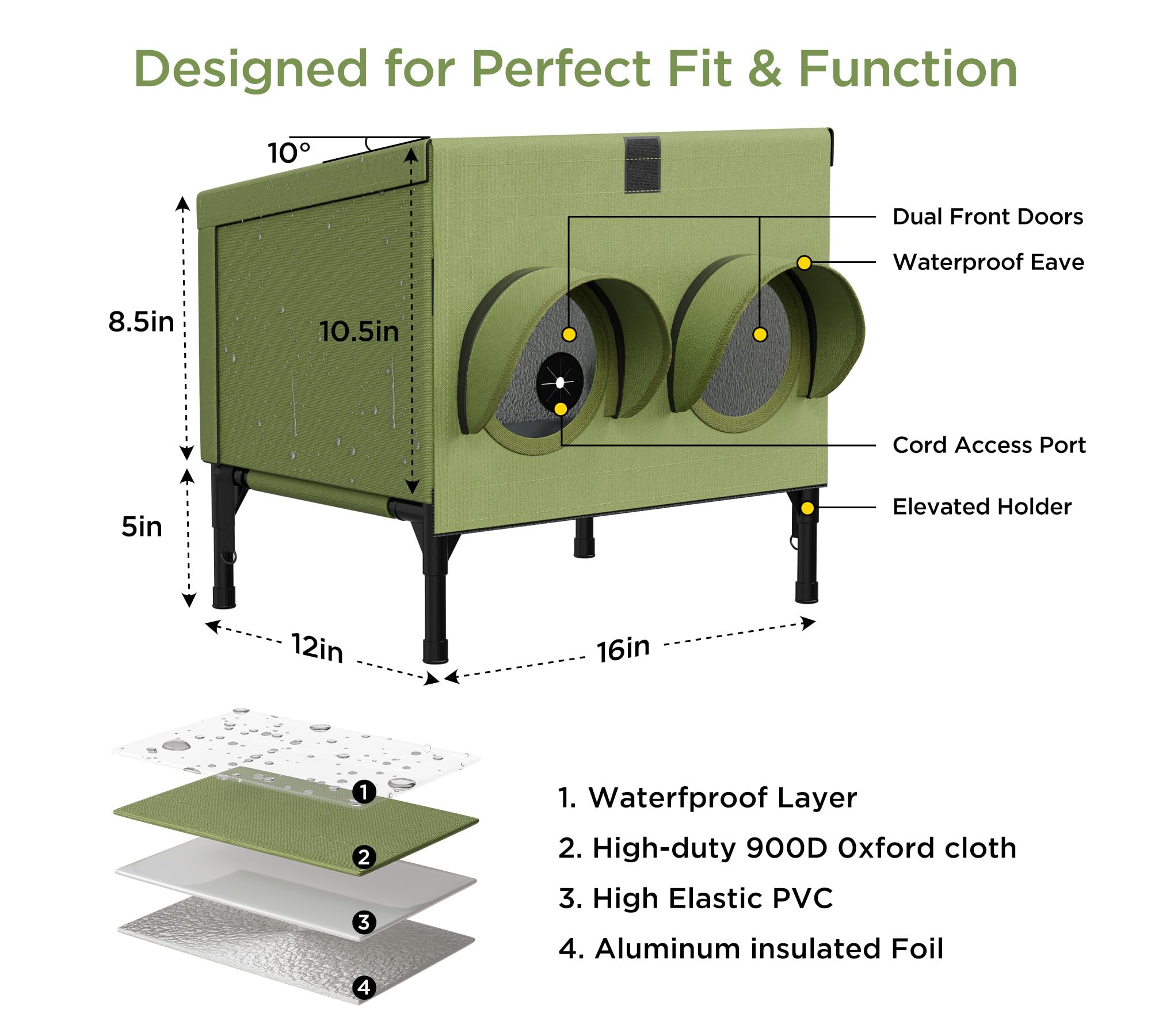 PELUMOZ Outdoor Cat Feeding Station side view highlighting compact footprint