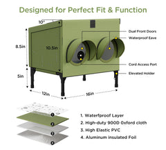 PELUMOZ Outdoor Cat Feeding Station side view highlighting compact footprint