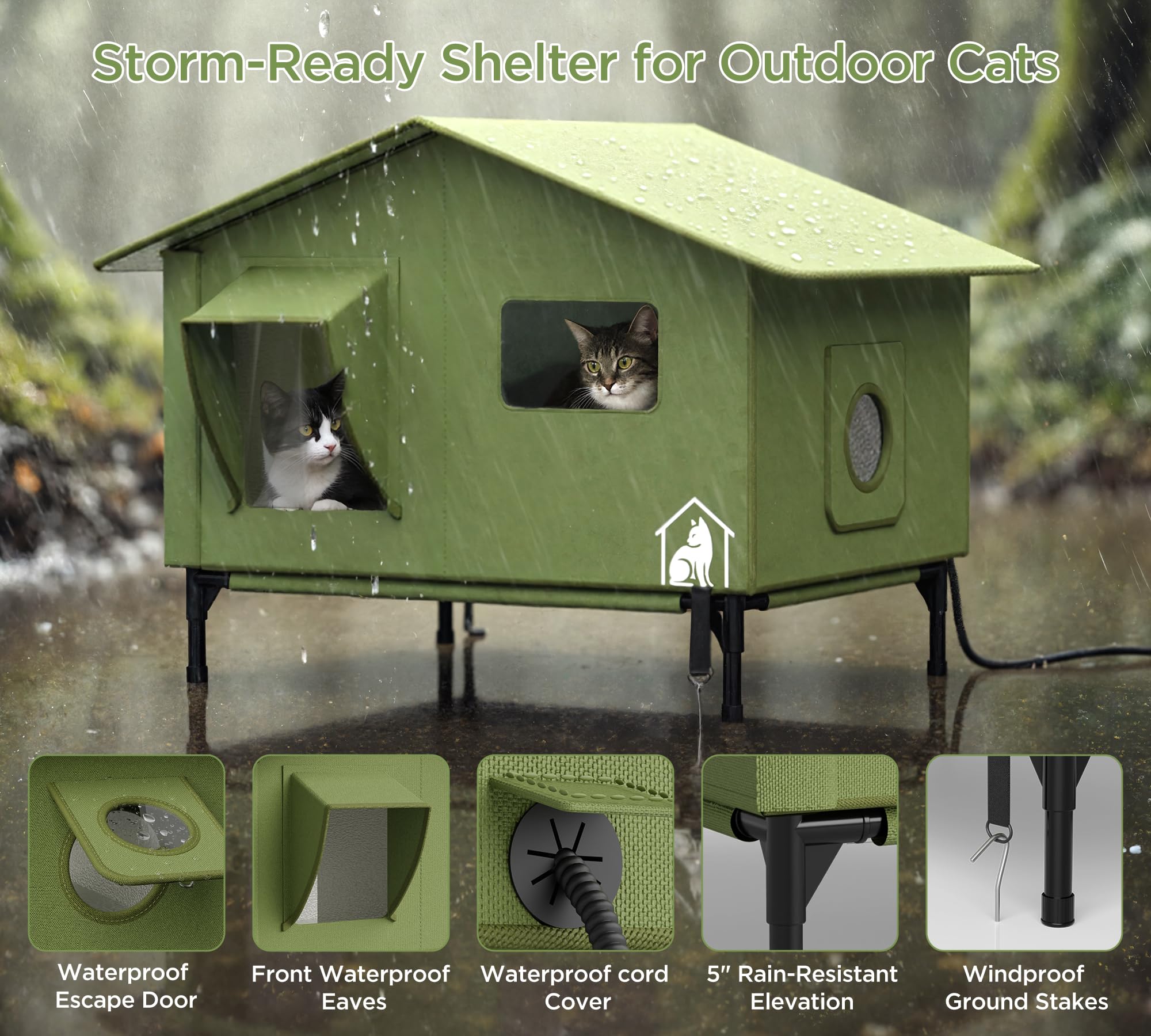 PELUMOZ elevated base keeps paws dry away from damp ground