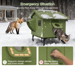 PELUMOZ heated pad inside demonstrates warmth for outdoor cats