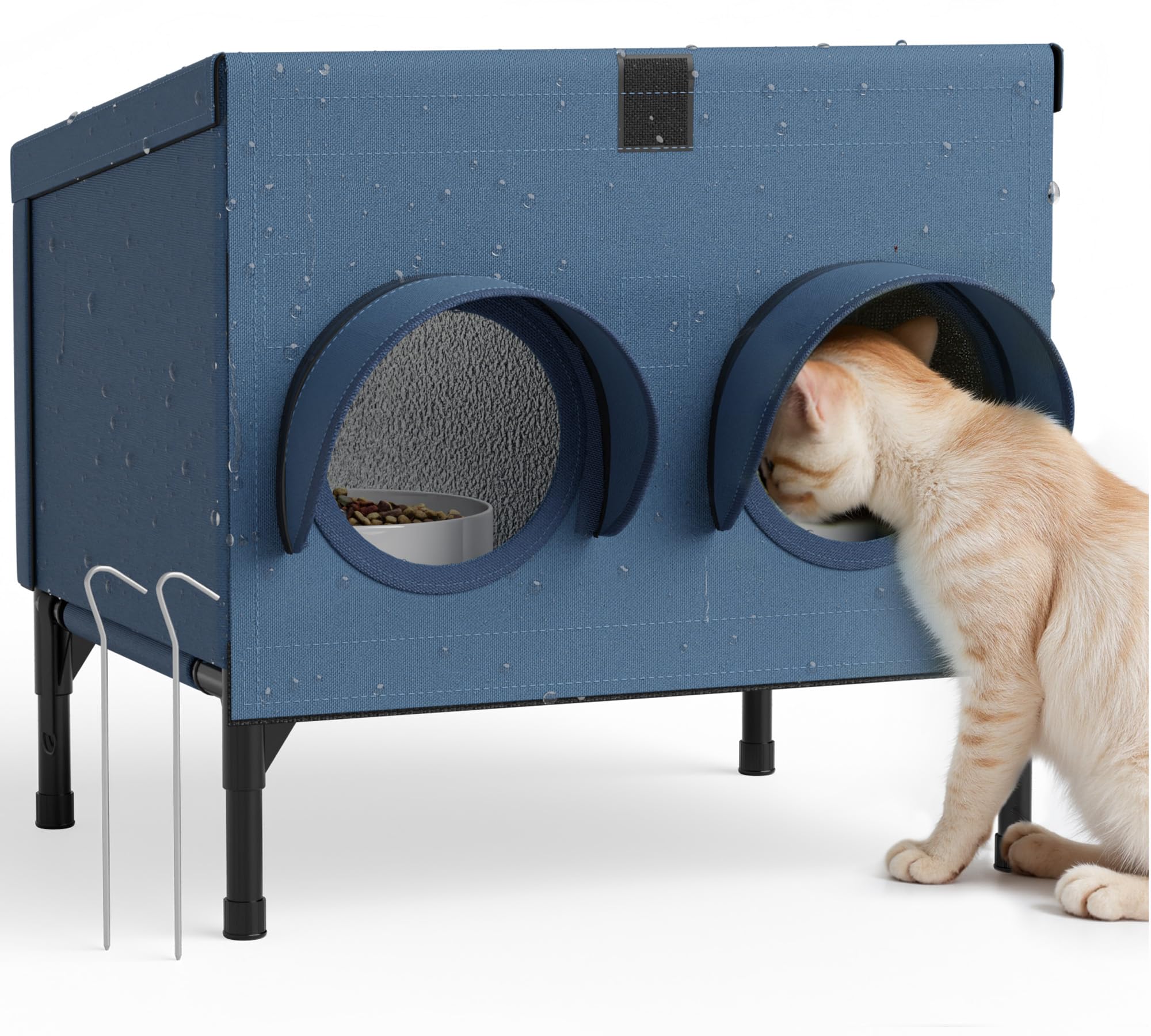 PELUMOZ outdoor cat shelter front view for dry, all-weather meals
