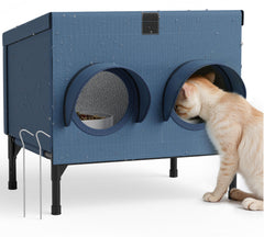 PELUMOZ outdoor cat shelter front view for dry, all-weather meals