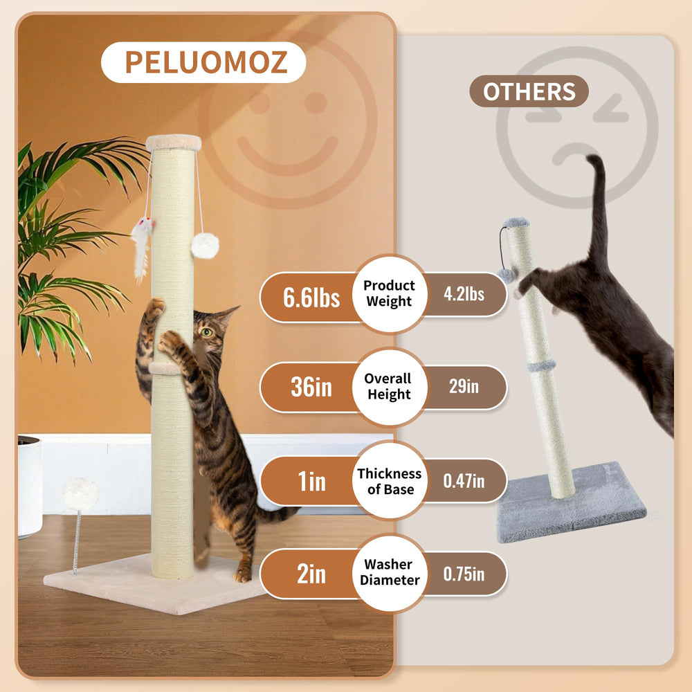 PELUMOZ large vertical post with plush ball and mouse for play