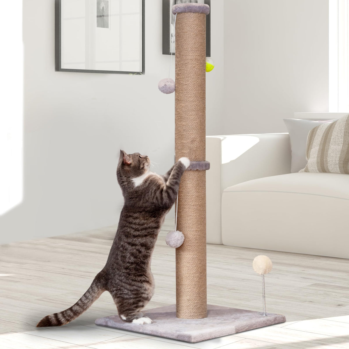 PEL UMOZ tall cat scratching post 36-inch tower supports active play and scratching