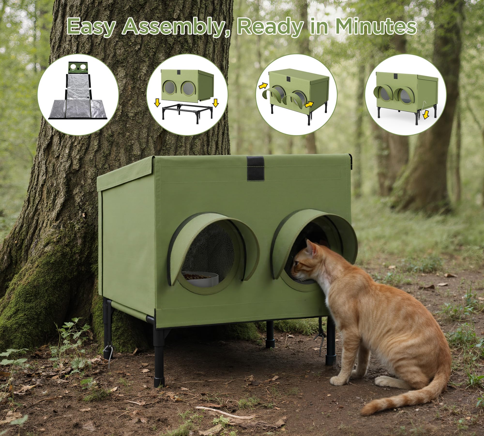 PELUMOZ weather-resistant dining shelter protecting bowls from elements