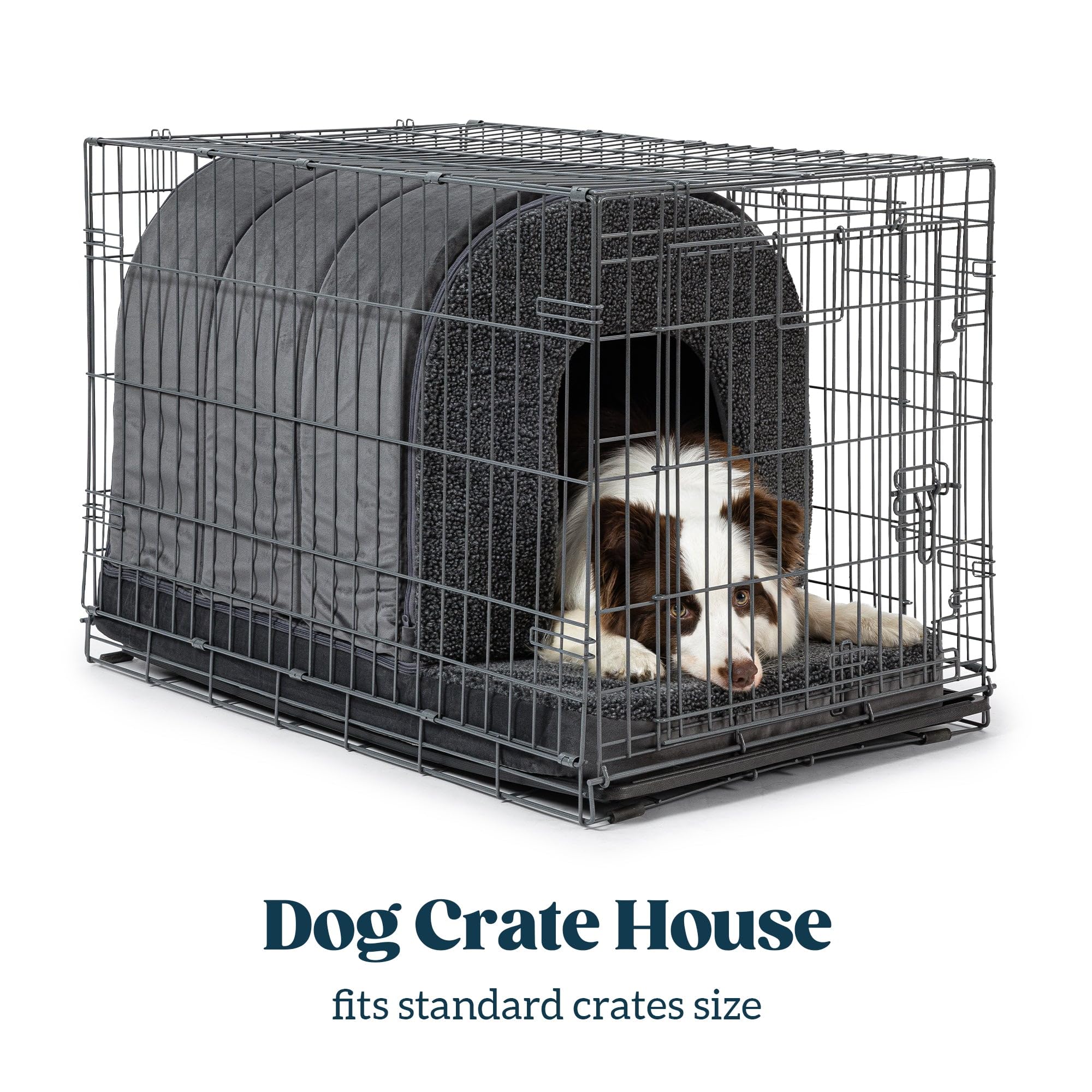 Pelzin dog house with nonskid bottom for stable placement.