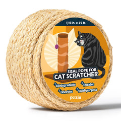 Pelzin Natural Sisal Rope cat scratcher 1/4 inch, durable surface for replacement projects.