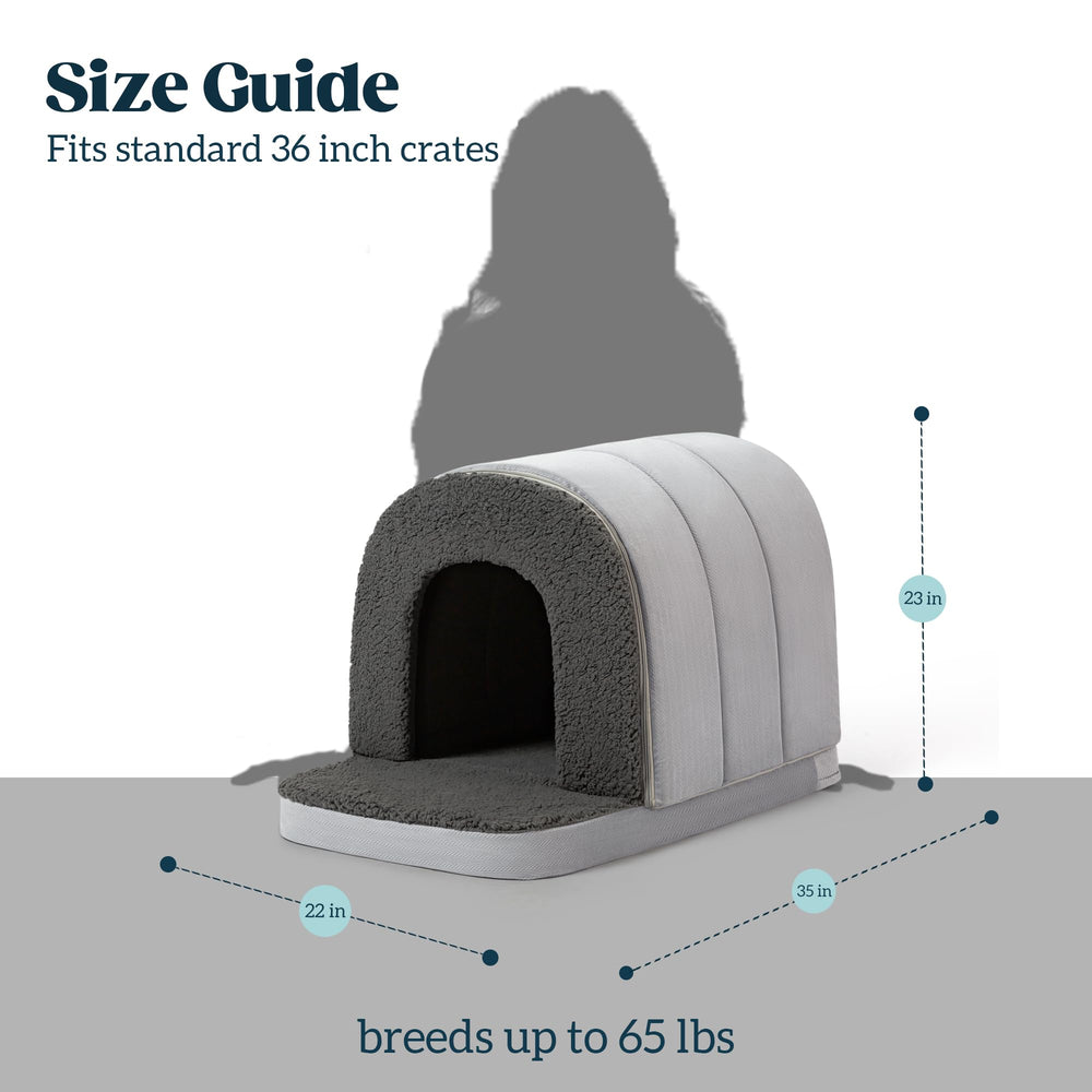 PELZIN Orthopedic Dog Bed House egg-crate foam supports joints and comfort.