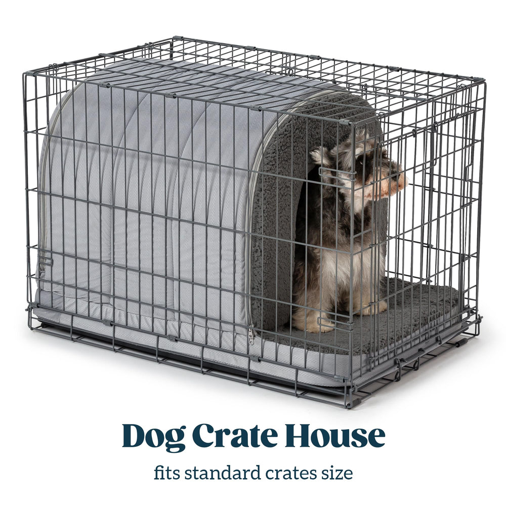 PELZIN Orthopedic Dog Bed House exterior Charcoal showcases durable, private hideaway for small breeds.