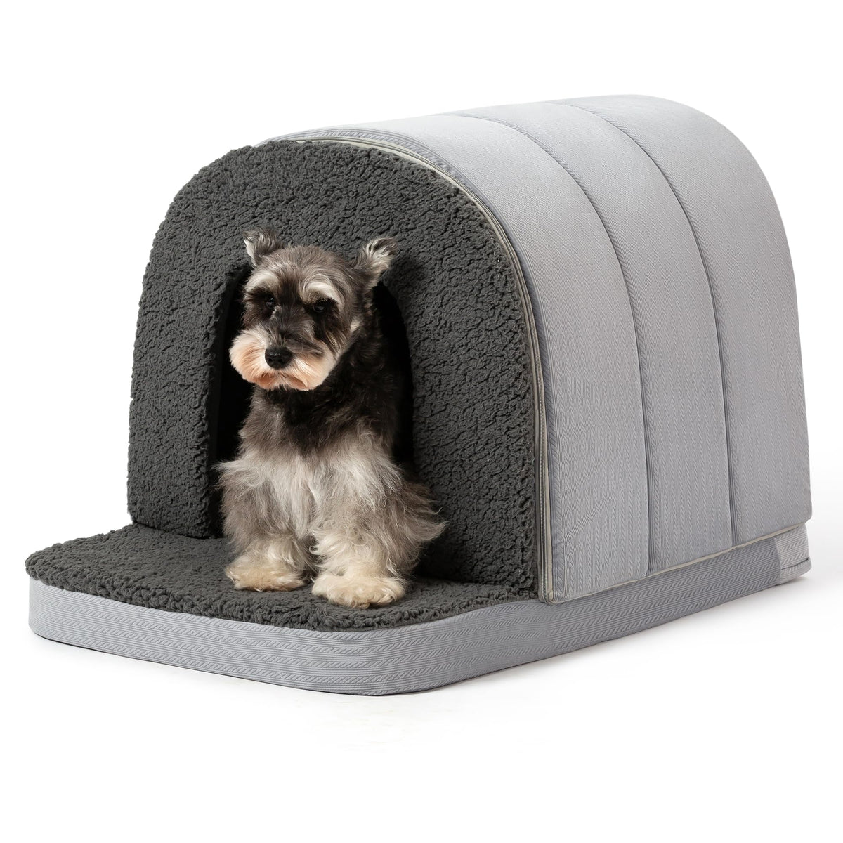 PELZIN Orthopedic Dog Bed House front view offers private retreat for anxious dogs.