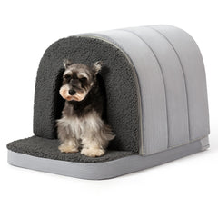 PELZIN Orthopedic Dog Bed House front view offers private retreat for anxious dogs.