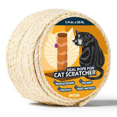 Pelzin sisal rope closeup shows natural fibers for durable cat scratching and DIY projects.