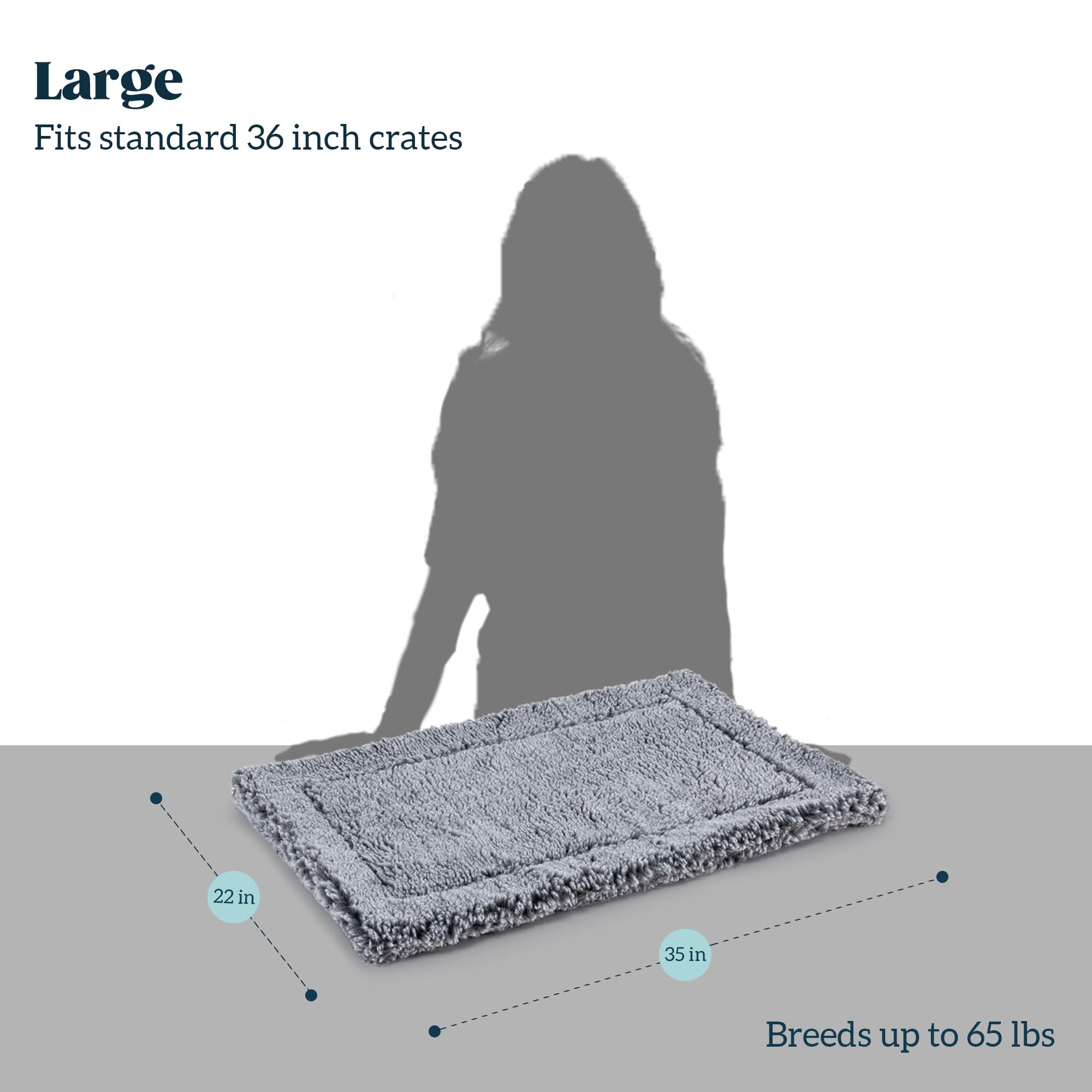 PELZIN Stoutwool indestructible dog bed 35x22 flat lay in charcoal