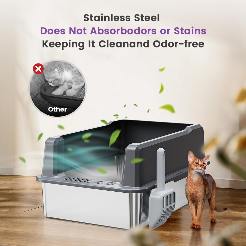 Pematar stainless steel litter box easy-clean surface ready for wipe-down.