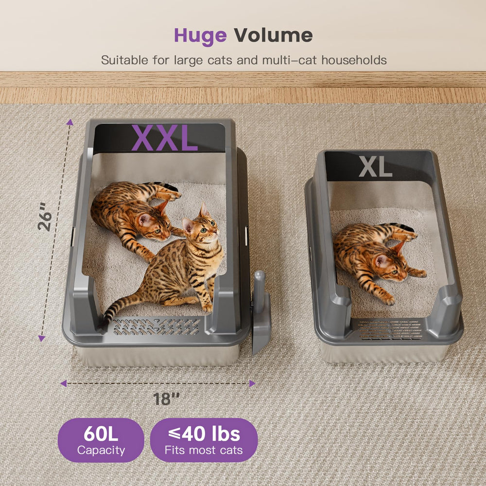 Pematar XXL stainless steel litter box top view showing spacious interior.