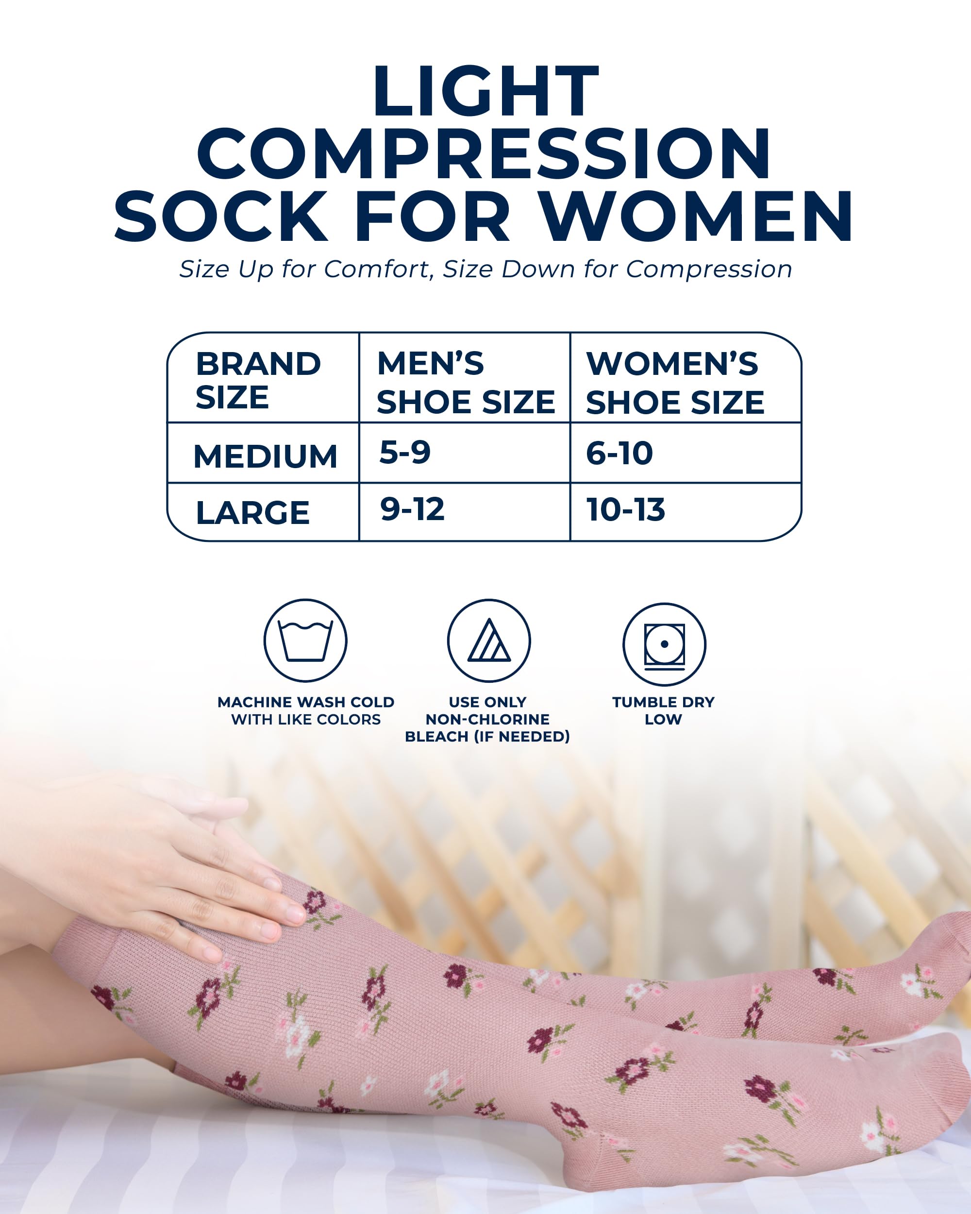 Pembrook Light Compression Socks for Women wash-durable color resists fading.