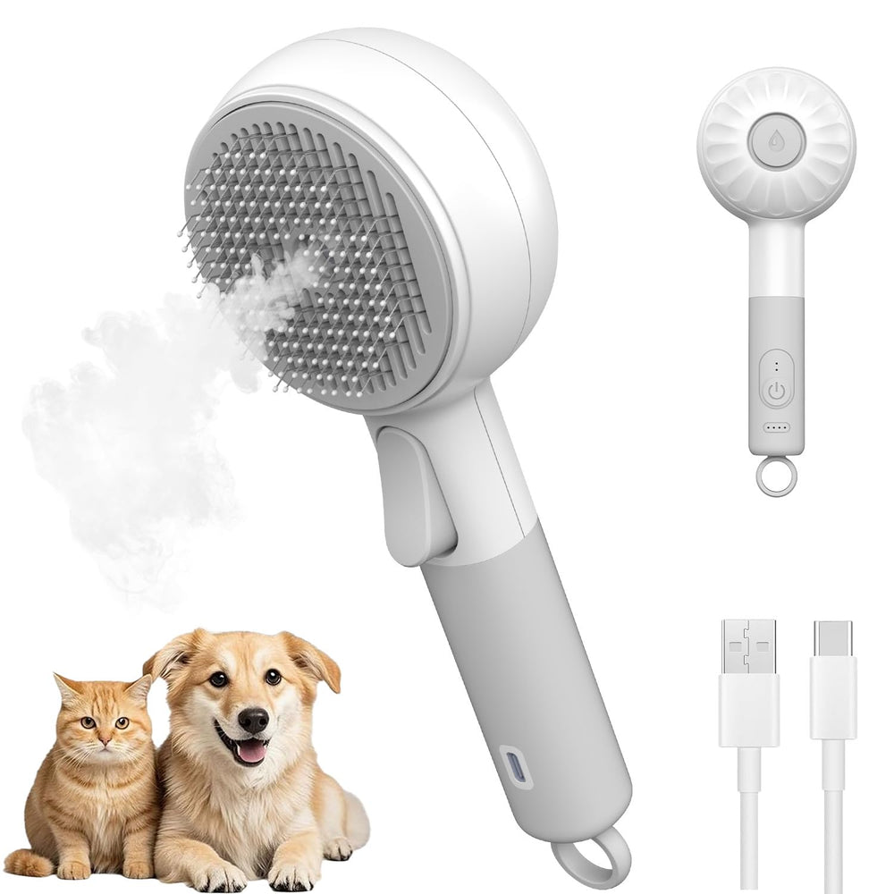 Pengxinhui Cat Steam Brush front view highlights compact grooming for shedding control.