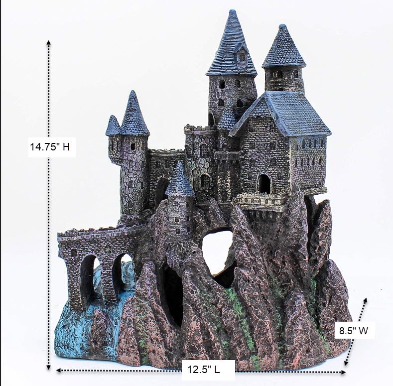Penn-Plax Age-of-Magic Wizard’s Castle Part B blue roofs provide colorful focal point.