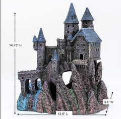 Penn-Plax Age-of-Magic Wizard’s Castle Part B blue roofs provide colorful focal point.