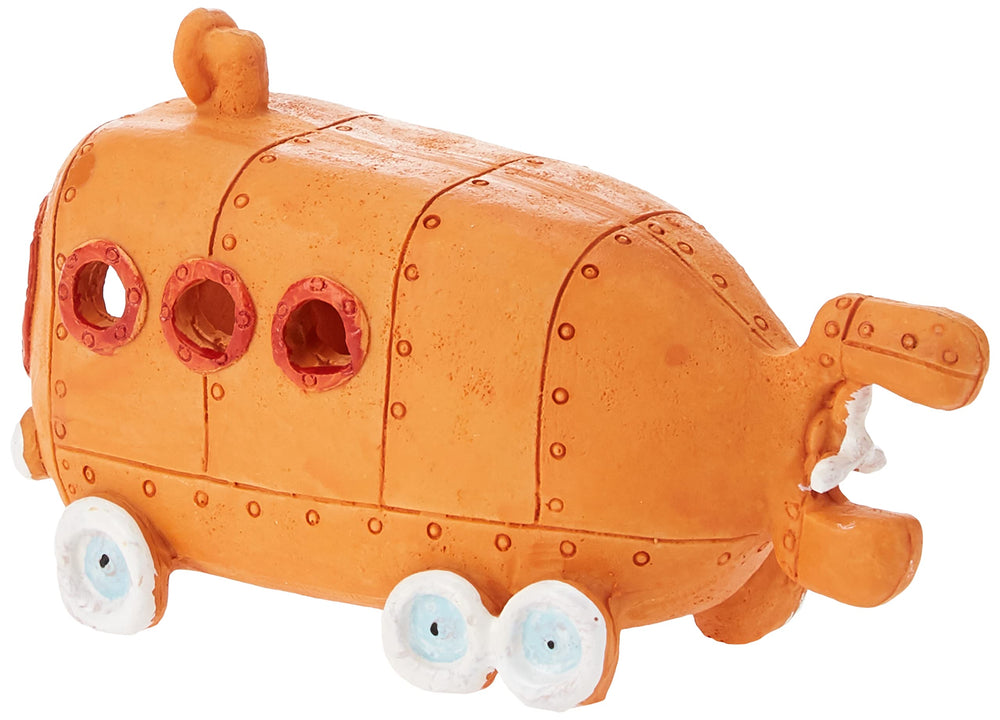 Penn-Plax Bikini Bottom Bus side view, enhances tank interest with hidden swim-through spaces.