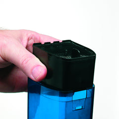 Penn-Plax Cascade 600 cartridge close-up activated-carbon detail emphasizes odor reduction and clarity.
