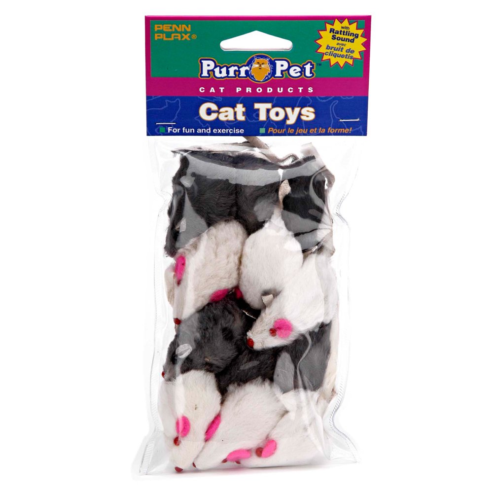 Penn-Plax Play Fur Mice pack-shot: color variety promotes visual stimulation during play.