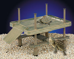 Penn-Plax Reptology Floating Turtle Pier basking-platform close-up highlights secure suction supports for stable setup.
