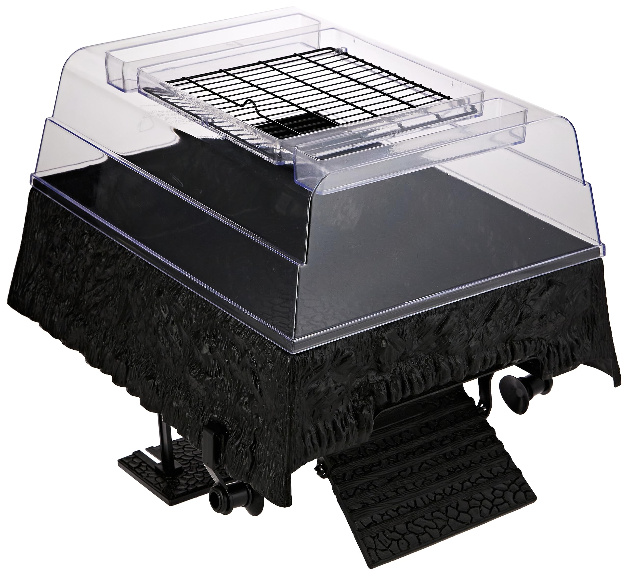 Penn-Plax Reptology Turtle Topper mounted on a tank for safe above-water basking.