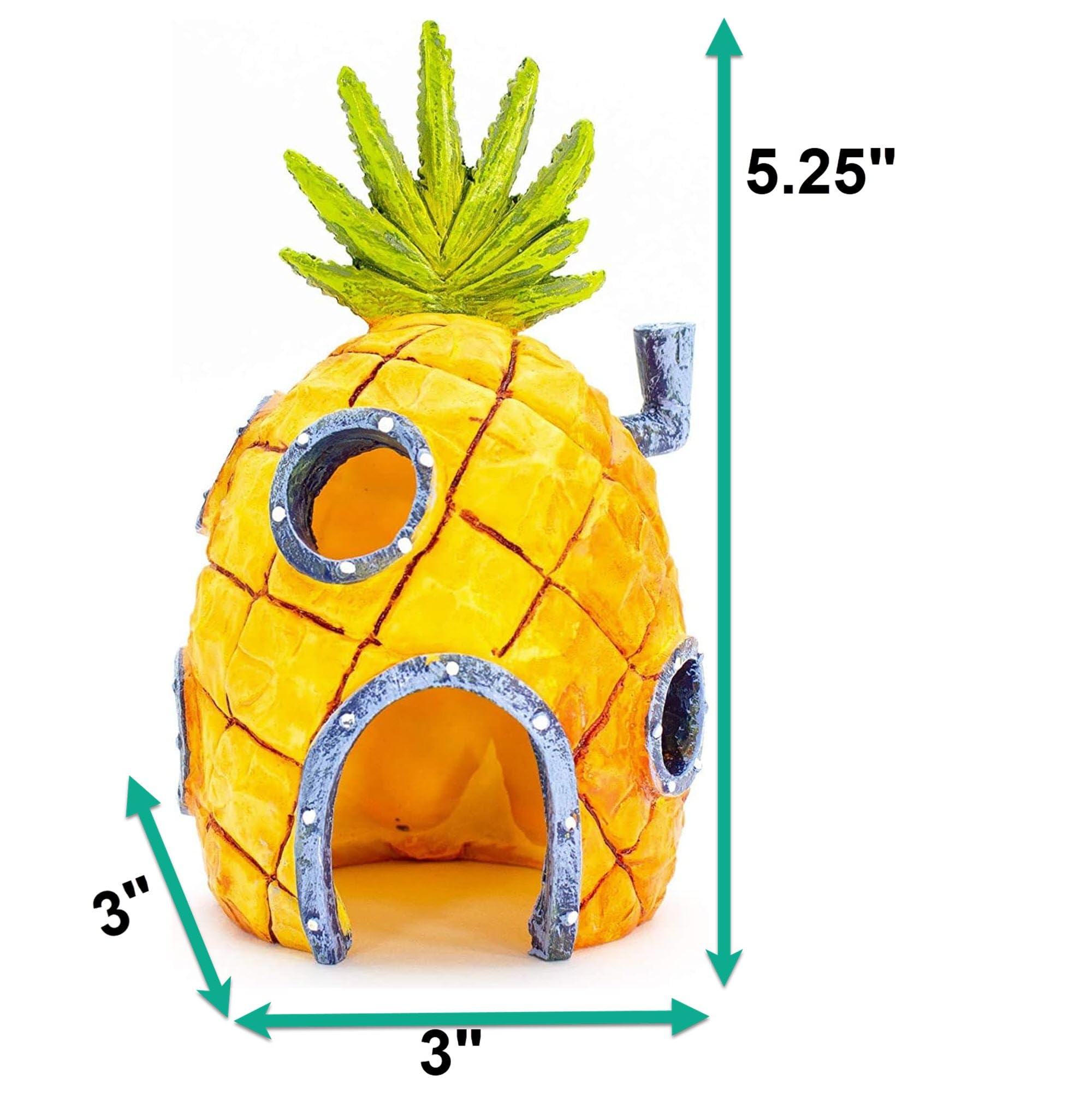 Penn-Plax SpongeBob Pineapple House tank decor adds fun focal point for fish viewing.