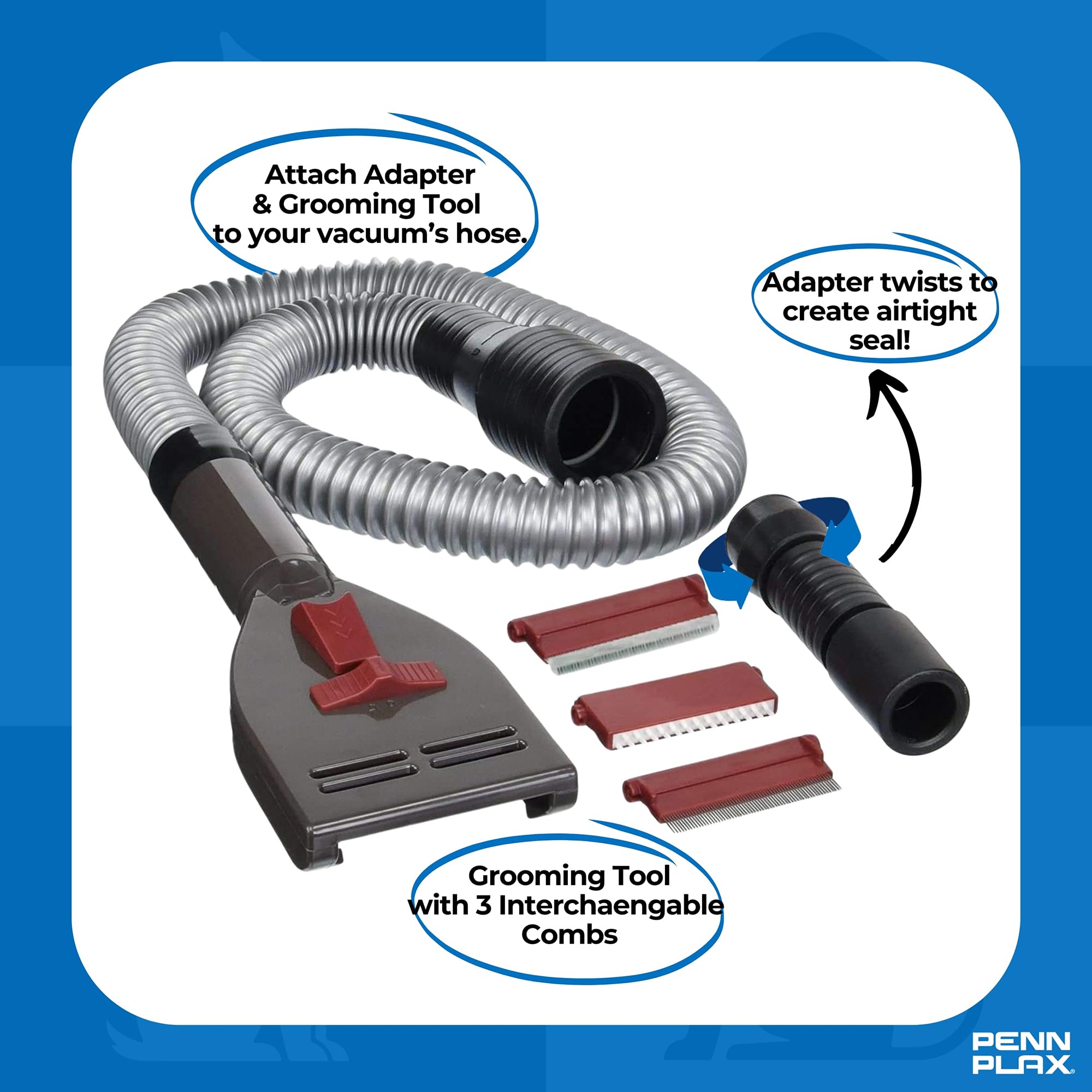 Penn-Plax VacGroom 46-inch hose extends reach while grooming to keep distance