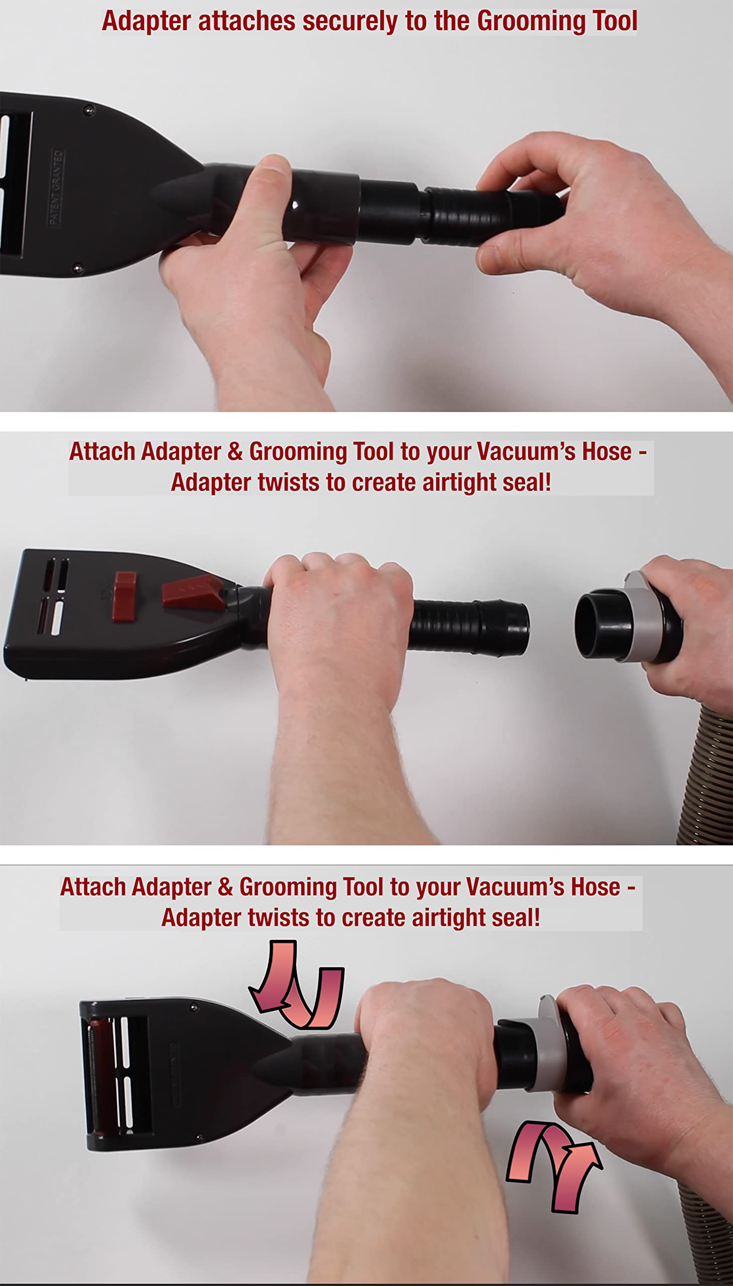 Penn-Plax VacGroom universal adapter fits most vacuums for seamless use