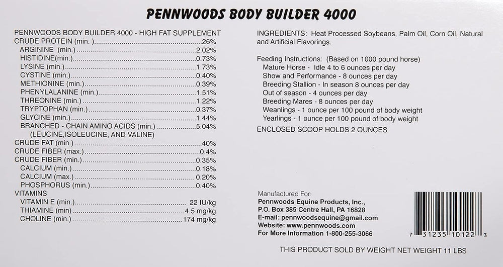 Pennwoods Body Builder 4000 family-brand logo communicates small-farm care.