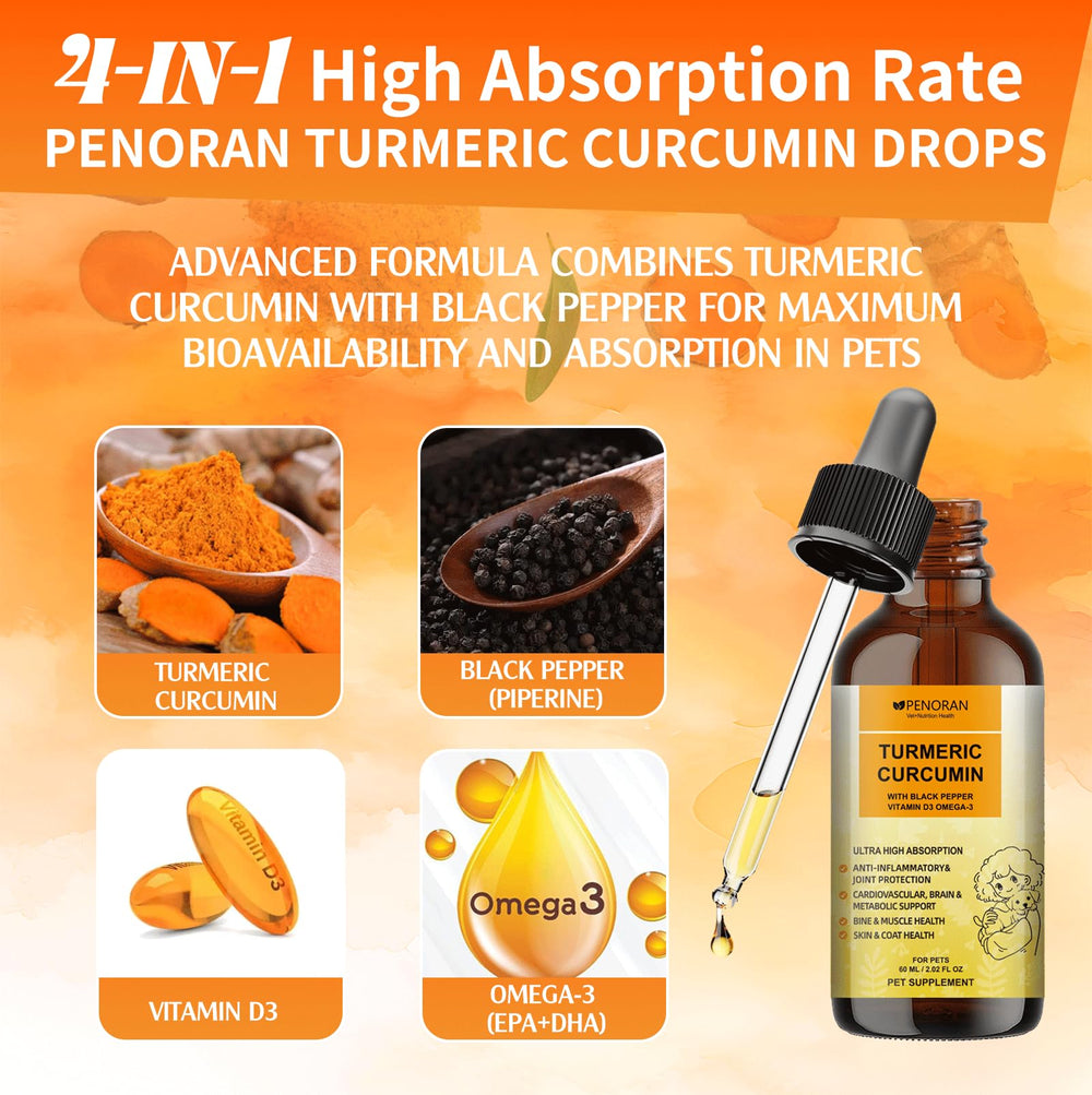 Penoran Dog Turmeric Drops cognitive wellness may support aging dogs