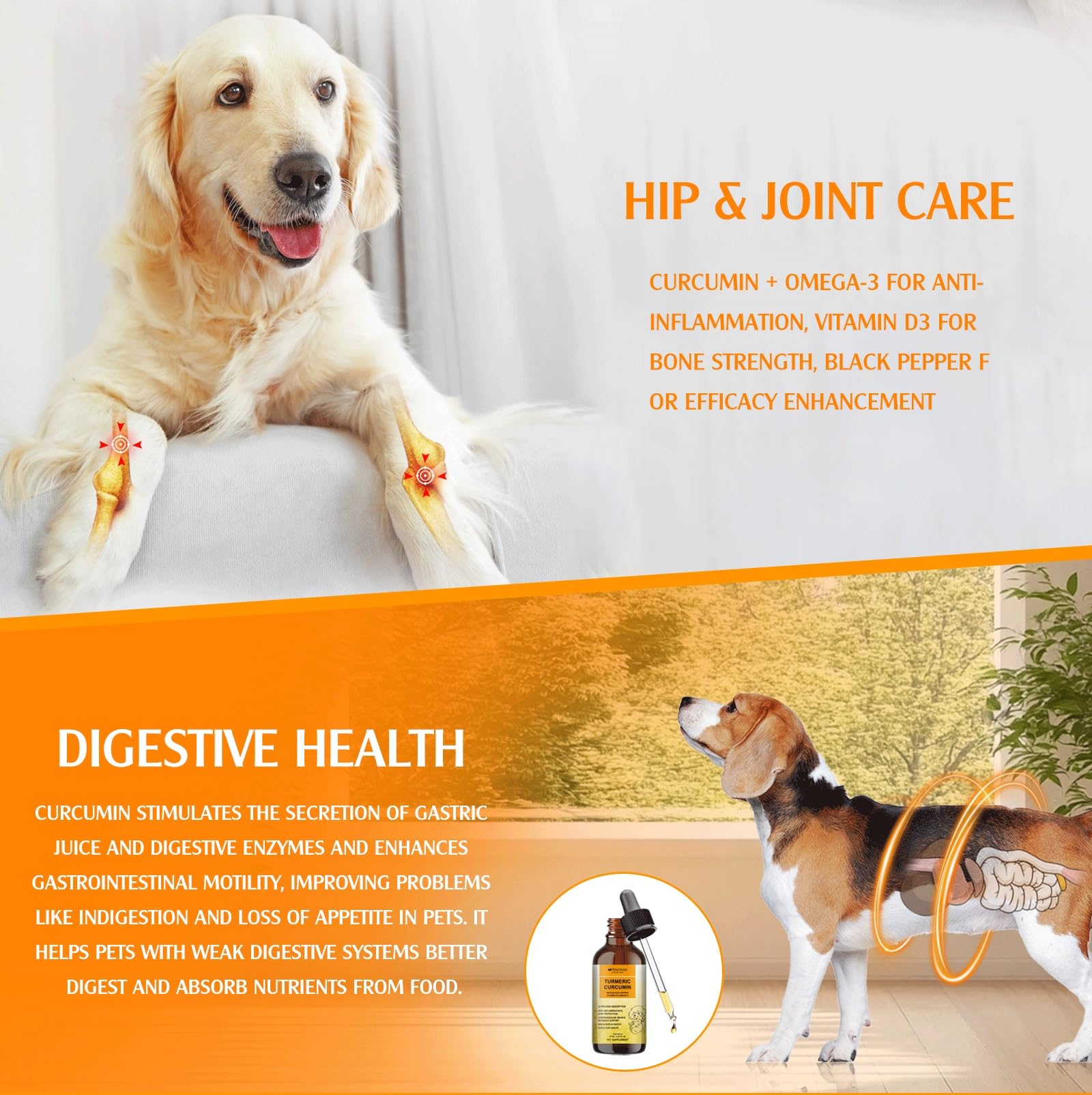 Penoran Dog Turmeric Drops skin coat may promote coat softness and skin health