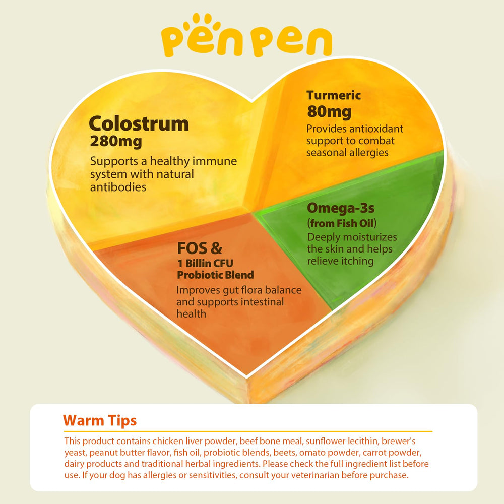PENPENPET peanut butter chews dog eating; daily itch relief.