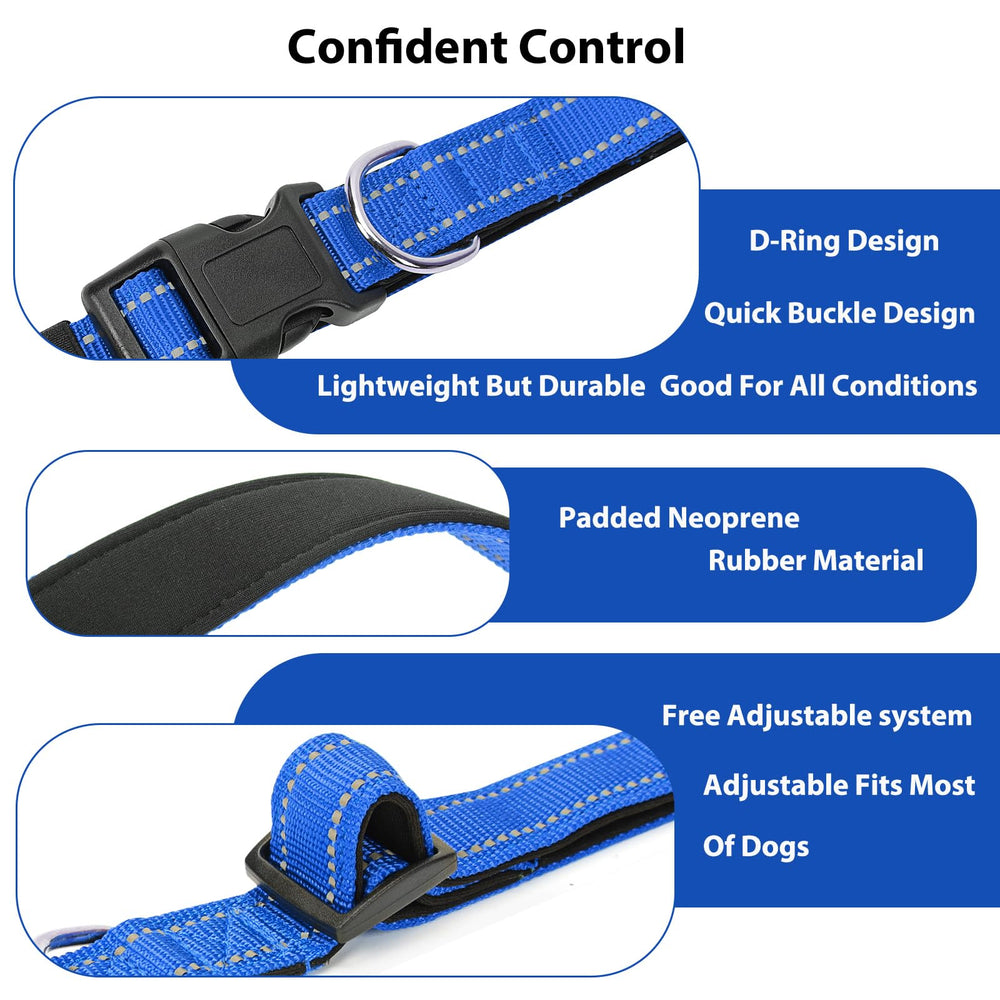 penseepet reflective dog collar with anti-rust d-rings for durable daily use