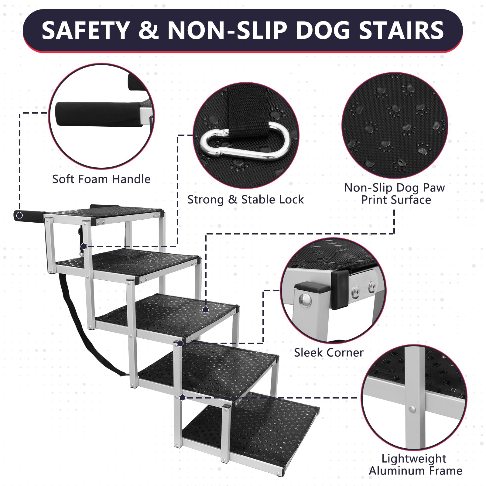 PENSUN dog stairs in use as dog enters car safely.
