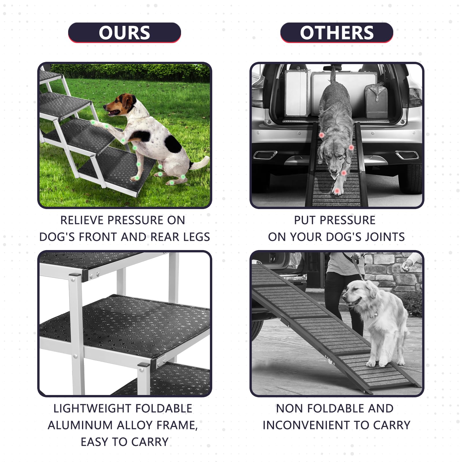 PENSUN dog stairs easy-unfold with secure latch for stable use.