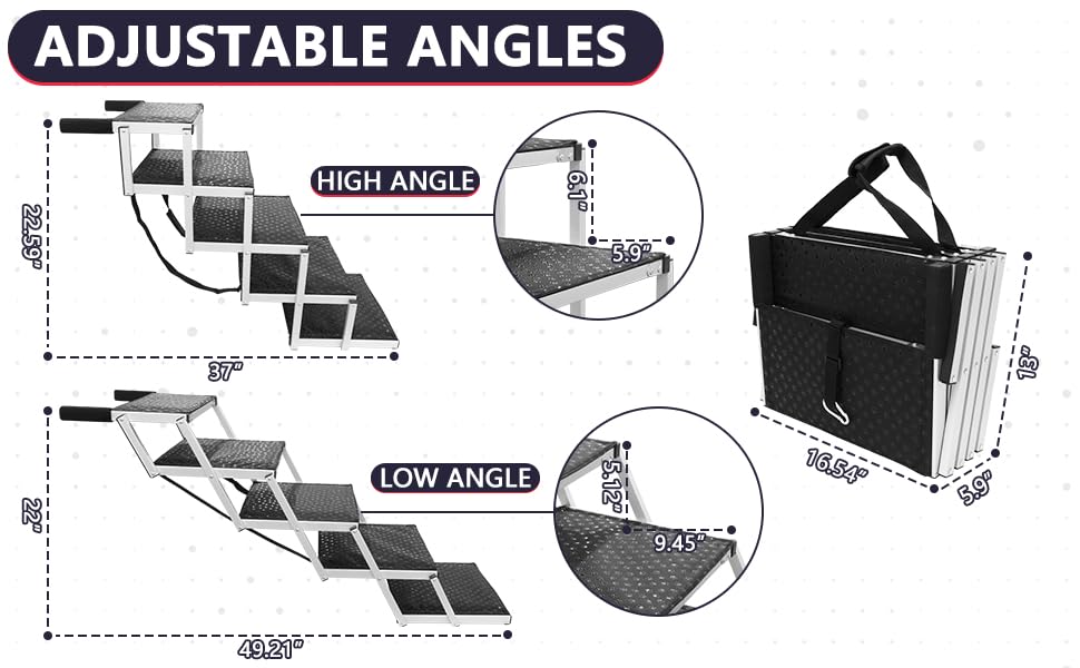 PENSUN dog stairs nonslip surface prevents slips during climbs.