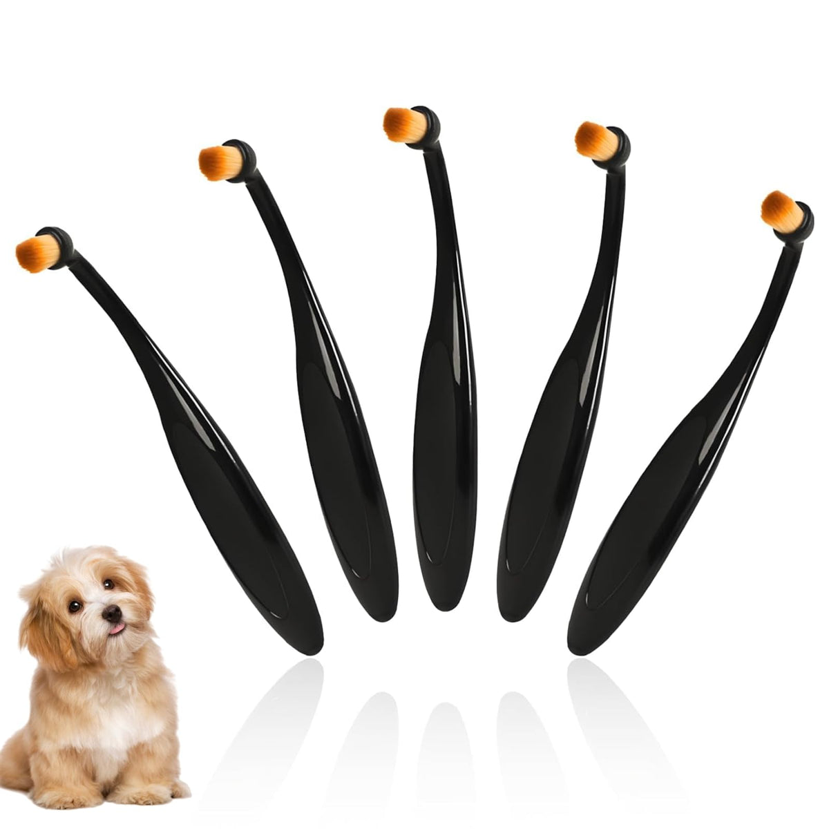 PENUIO dog eye powder brush 5-pack demonstrates deep-clean bristles for tear stains.