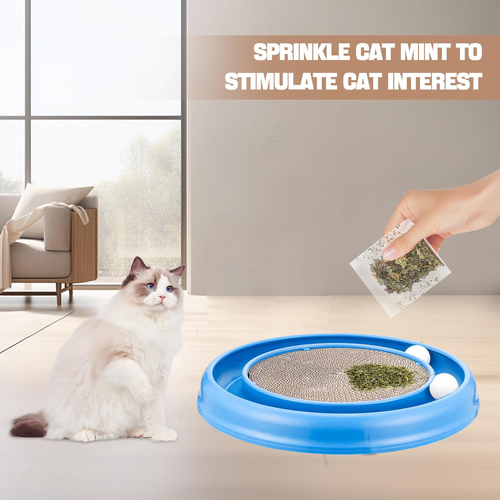 Peomliee catnip included scratcher in blue boosts initial interest during play.