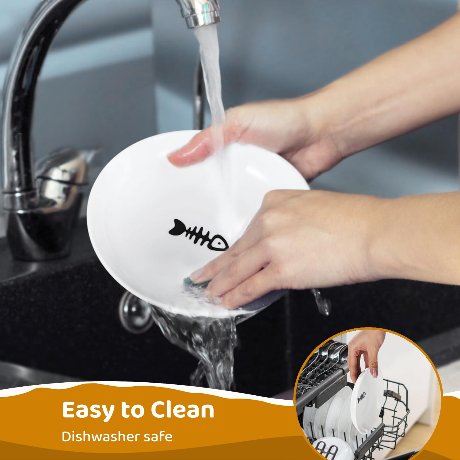 Peppapet cat bowl features a fishbone pattern that matches décor