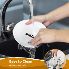 Peppapet cat bowl features a fishbone pattern that matches décor