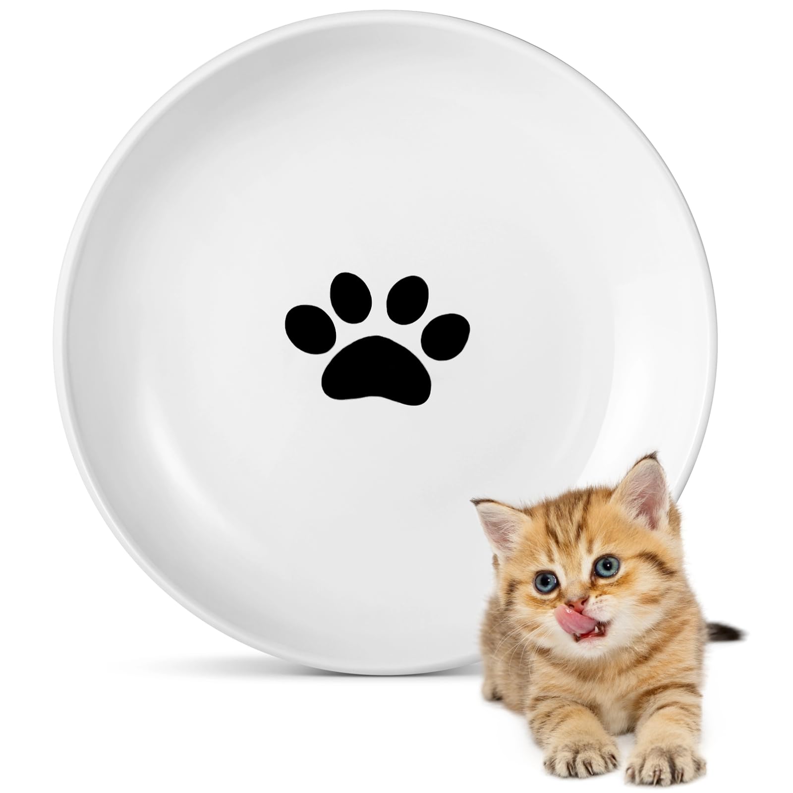 Peppapet ceramic cat food plates with shallow design for whisker-safe meals