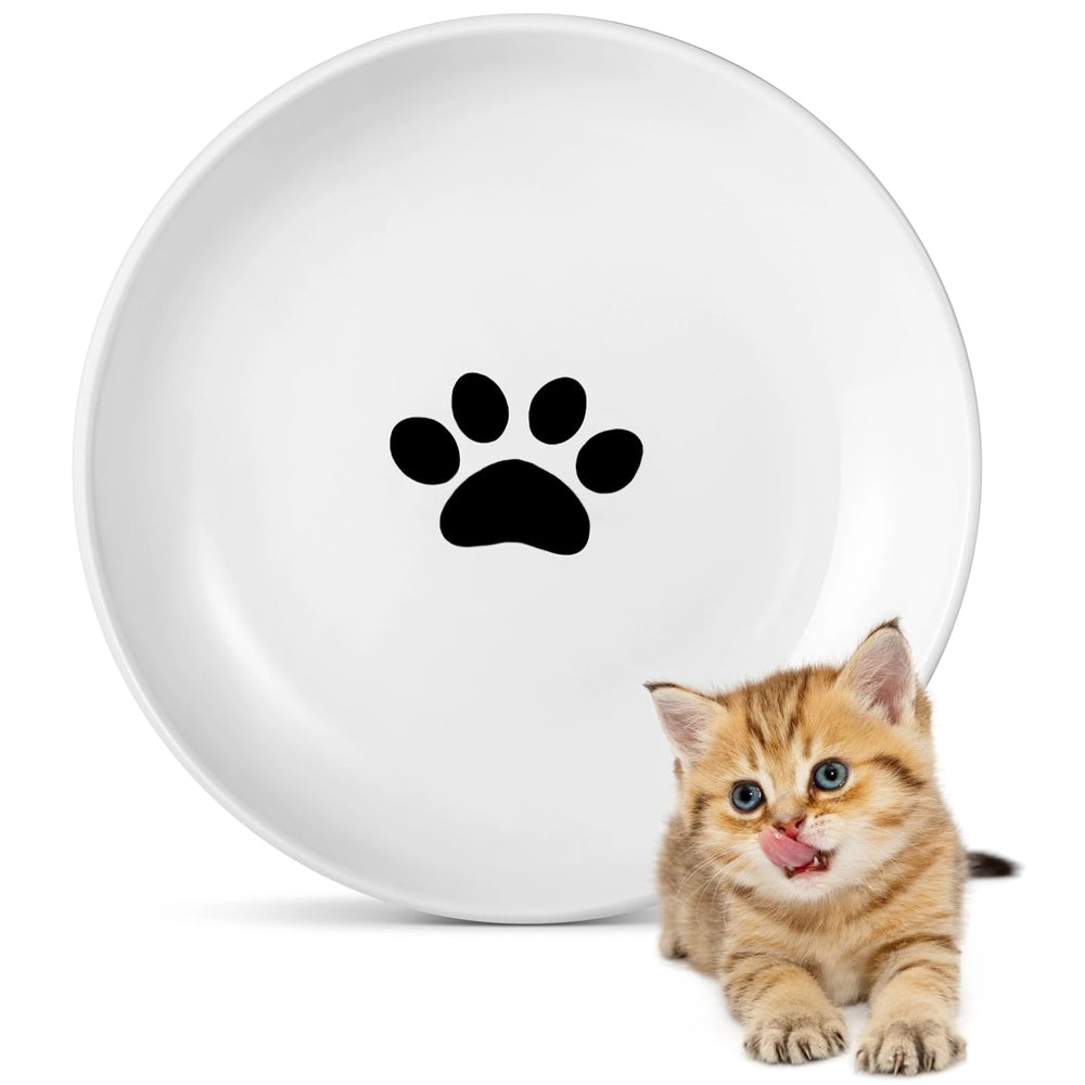 Peppapet ceramic cat food plates with shallow design for whisker-safe meals